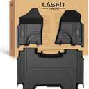 LASFIT Floor Mats for Ram 1500 Crew Cab 2019-2024 Without Rear Under-Seat Factory Storage 4 Full Size Doors Bucket Seat (NOT for Classic Model), All Weather TPE Custom Fit 1st & 2nd Row, Black