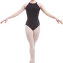 Open Back Stretch Bodysuit for Women and Girls High Neck Criss Cross Ballet Gymnastics Yoga, XS