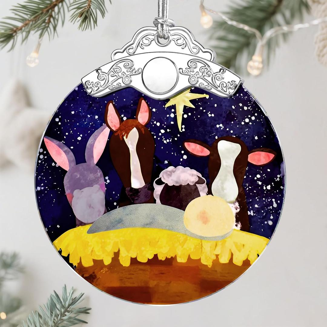 2 x Nativity Ornament | Nativity Scene | Christmas Ornament | Christmas Decoration | Holiday Decor | Religious Gifts | Christian Gifts | Gift Exchange | Gift Idea - Pattern C