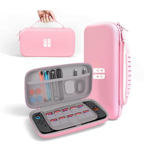 EFFIFLOW Switch 2 Carrying Case (2025)  Cute Pink Hard Travel Case with 10 Game Card Slots & Accessory Pocket, Protective Portable Storage Bag for Switch 2 Console and Accessories