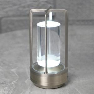 Candico Cordless Bedside Table lamp Rechargeable Portable Touch,2000MA Battery Operated Lamps LED Night Light,3Color Stepless Dimming Crystal Lantern Suitable bedrooms,Bars,cafes,Camping,Silvery