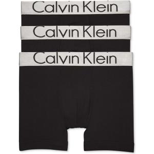 Calvin Klein Men's Steel Micro 3-Pack Boxer Briefs (Medium, Black/Black/Black)