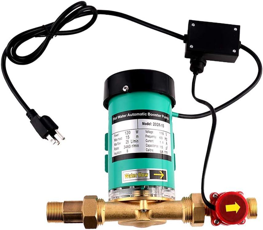 Automatic Water Pressure Booster Pump Max.H 49ft Max.Flow7GPM Shower Booster Pump Water Circulator Circulation Pump 1 inch Outlet 120W with Water Flow Switch