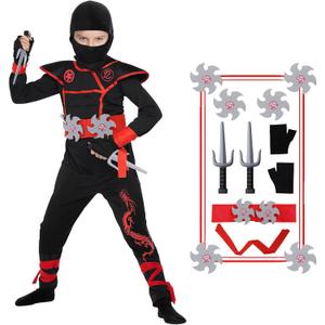 Ninja Costume for Halloween - Kids Muscle Costume With Foam Accessories for Boys Child (Medium)