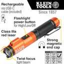 KLEIN TOOLS 56040 Magnetic LED Flashlight, 350 Lumen Rechargeable Flashlight, Twist Focus, Laser Pointer, Hands-Free, USB Charging Cable, for Work and Outdoor
