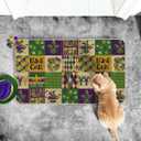 Artoid Mode Buffalo Plaid Doughnut Lobster Beads Mardi Gras Doormat, Carnival Home Decor Switch Rug Low-Profile Door Mat Floor Mat for Indoor Outdoor 17x29 Inch