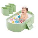Baby Collapsible Bathtub for Newborns to Toddlers, Foldable and Portable, Kids Bath Tub with Non-Slip Base, Easy Storage for Travel & Small Spaces, Graffiti Green