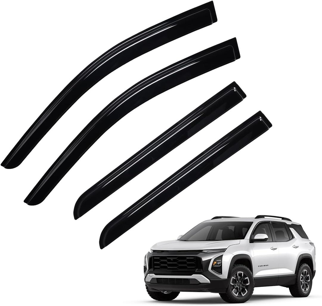 FIILINES Rain Guards for Chevrolet Chevy Equinox 2025 2026, Tape-On Side Window Deflectors Visors for Equinox, 4PCS, Black (Not for EV)