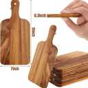 Patelai 12 Packs Wooden Cutting Board Set with Handles Large Kitchen Serving Plain Chopping Board Bulk Gifts for Mom for Vegetables Meat Pizza Cheese Fruit Bread(Acacia Wood,15 x 7 Inch)