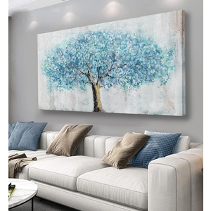 Yuaxker Tree Pictures Wall Decor Blue and Black Wall Art artist Canvas Painting Maximalist Artwork for Living Room Bedroom Dining Room Office Home Decor 24x48inch