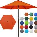 Blissun 7.5 ft Patio Umbrella, Yard Umbrella, Outdoor Market Umbrella with Push Button Tilt Crank, Orange