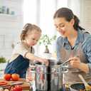Sawysine Stainless Steel Pasta Pot 6-Piece 10 Quart Cooker Steamer Stock Pot Cookware Set Multipots with Strainer Insert for Home Kitchen