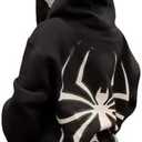 Asadovce Women Men Zip Up Y2k Oversized Hoodie Spider Graphic Full Zipper Sweatshirt Teen Girls Grunge Streetwear Jacket, Black, M