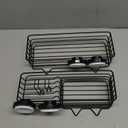 TAILI Shower Caddy Suction Cup 2 Pack with Hooks & Soap holder, Heavy Duty Shower Organizer for Bathroom, No Drilling Bathroom Organizer with Large Capacity, Black Metal Storage Basket