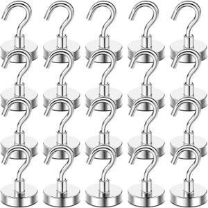 DIYMAG Magnetic Hooks 20pcs 50lbs Cruise Essentials 2026 Magnet Hook | Neodymium Heavy Duty Strong Magnets Hanging Ship Cabins Refrigerator Fridge Classroom Beach Vacation Kitchen Grills Home Tool