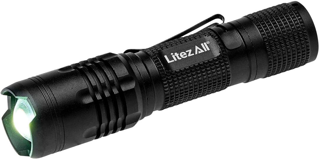 LitezAll 400 Lumen Tactical Flashlight  Small Tactical Flashlight with Zoom Focus Beam, High/Low Modes, Heavy-Duty Flash Light Tactical Design, Battery Operated