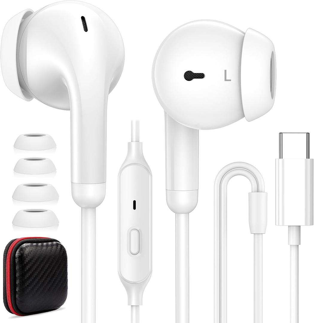 Wired Earbuds USB C Headphone for iPhone 17 Pro Max 16e 16 15 Plus Noise Canceling HiFi Bass Stereo in-Ear Headset Type C Earphone for Samsung A17 S26 S25 S24 FE A36 for iPad A16/Pixel 8a 9 9a 10