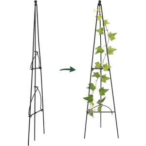 Arcadia Garden Products No Assembly Required 3 ft Folding Metal Obelisk Trellis for Climbing Plants Plastic-Coated Grow Support for Indoor Outdoor Flowers, Vegetables, Vines, Ivy