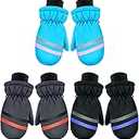 SATINIOR 3 Pairs Kids Winter Snow Mittens Waterproof Ski Mittens Windproof Unisex Gloves for Children Outdoor Activities