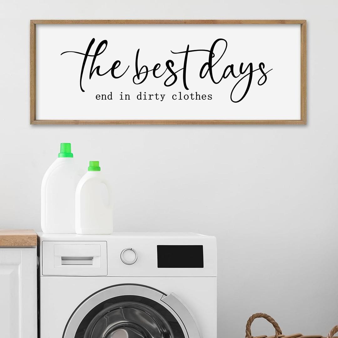 SRSZHIYUE Funny Laundry Room Restroom Wall Decor 32"12" Inspirational Quote Sign for Rustic Farmhouse Bathroom Toile Large Minimalist Washroom Vintage Wood Framed Wall Hanging Art (Wood)
