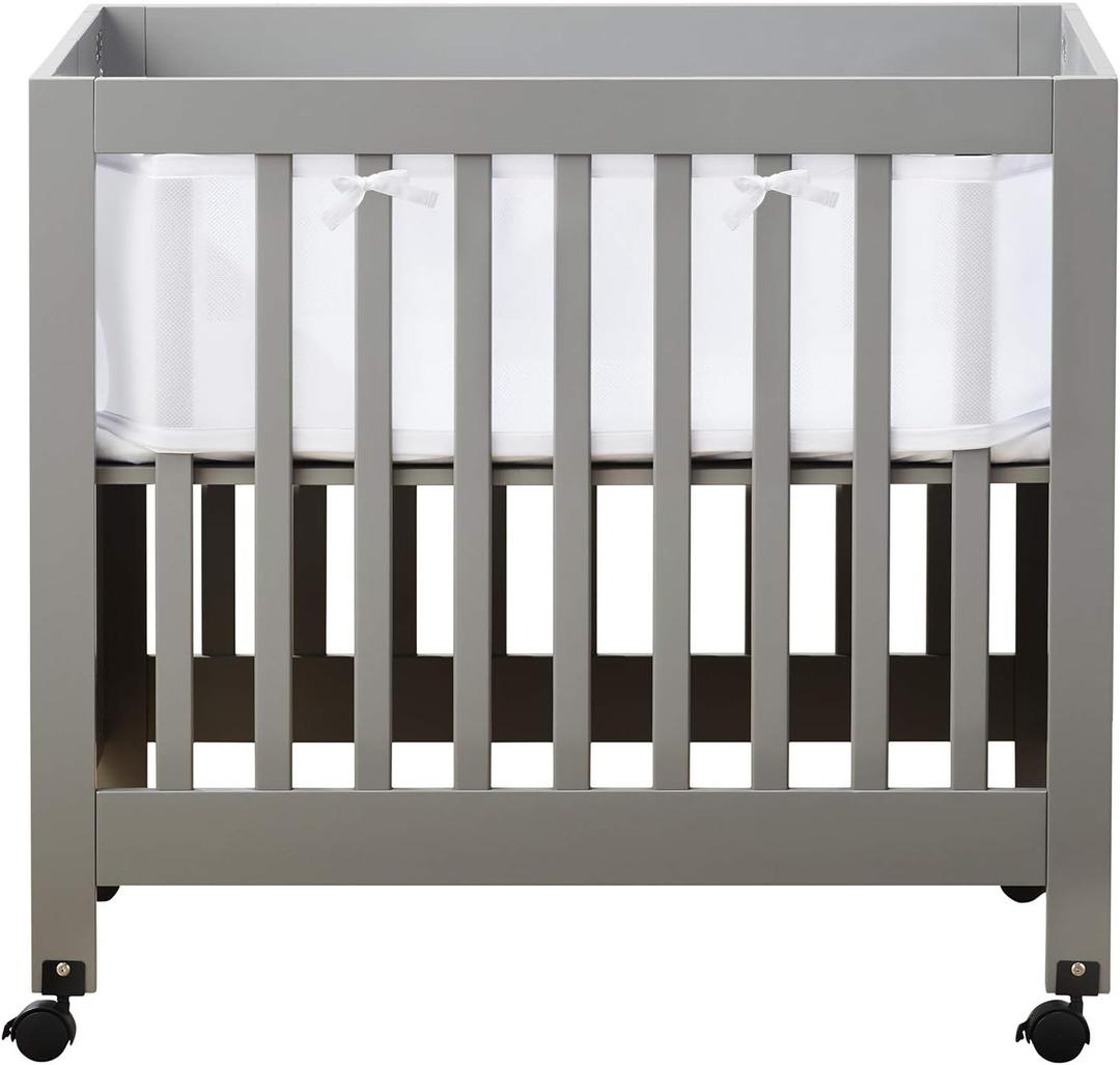 Halo Mini Crib Breathable Mesh Liner for Mini Crib, Classic 3mm Mesh, White, Size 4M Covers 4 Sides FITS MINI Cribs with 38x24” Mattress ONLY