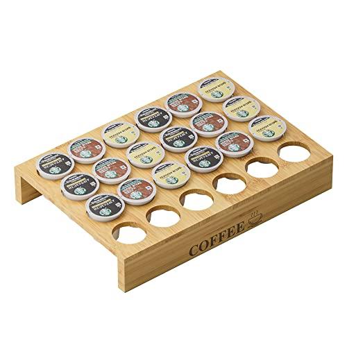 MinBoo BamBoo k cup holder Drawer or Countertop k cup Organizer Coffee Pod Holder Hold 24 Coffee Pod Storage Kcup coffee pods holder for coffee station Office and Kitchen k cup storage