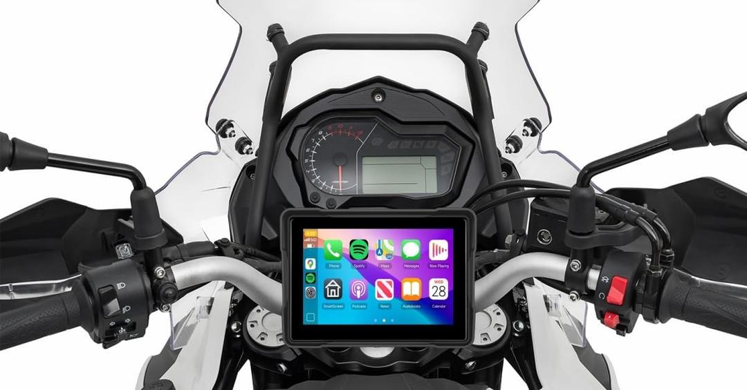 7Inch Motorcycle Carplay Screen, Wireless CarPlay Android Auto with Design Mount Waterproof Touchscreen Supports GPS Navigation/Bluetooth Transmission/EQ