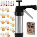 EooUooIP Cookie Press Gun Kit, Spritz Cookie Press, Stainless Steel Cookies Maker with 13 Discs, 8 Piping Tips for DIY Christmas Cookies, Baking and Decorating