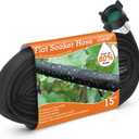 AIODE Flat Soaker Hose 15FT for Garden Beds Drip Hose Heavy Duty Save 80% Water for Vegetable Tree (15FT)