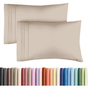 2 x Standard Pillow Cases Set of 2 - Ultra-Soft Hotel Quality Pillowcase Covers - Comfy & Wrinkle Free - Stain and Fade Resistant - Machine Washable Pillow Protectors - 2 Piece Set - Standard Size Wheat