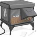 Heated Cat House for Outside,Dual Camera Mounts,100% Weatherproof & Extremely Insulated,Elevated Feral Cat Shelter with Escape Door,Waterproof Eaves for Outdoor Stray Barn Cat(Grey,S)