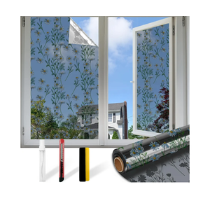 Upgraded Window Privacy Film One Way Daytime Privacy Static Cling Sun Blocking Anti UV Reflective Window Tint for Home and Office (Black - Silver（Daisy）, 45.27 X 157.4 in)