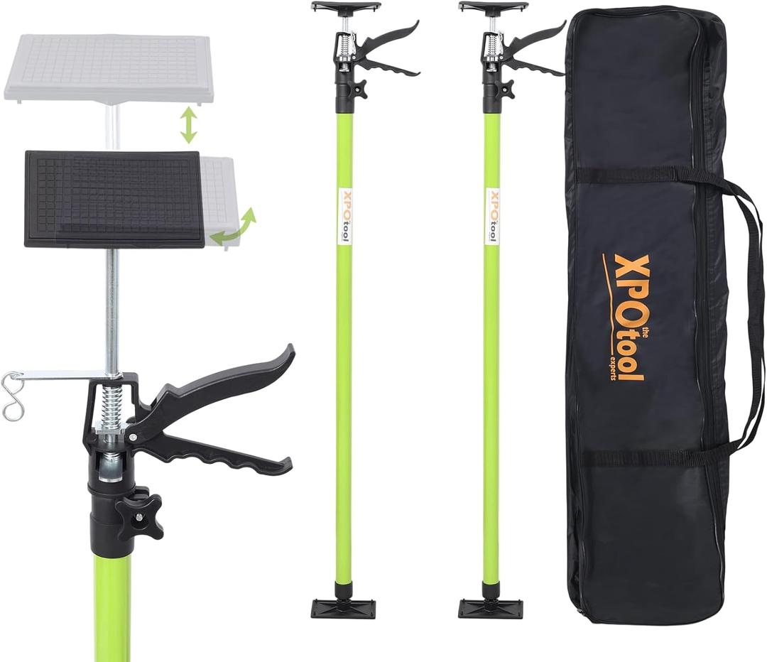 Cabinet Jack Support Pole, 2-Pack 45-114" Adjustable Steel 3rd Hand Support System Rod with Carry Bag, 132lbs Capacity Furniture Cabinet Jacks for Installing Cabinets Cargo Bars Lifting Drywall, Green