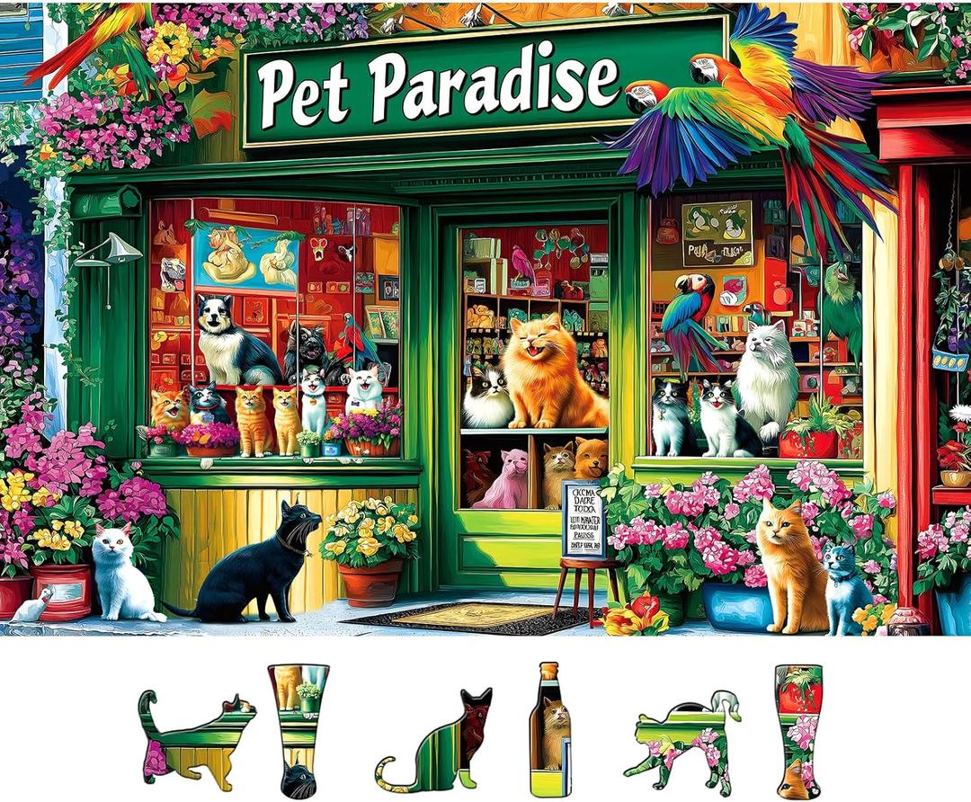 MINIWAN 500 Piece Puzzles for Adults - Relaxing Pet Shop Puzzles for Adults 500 Pieces | Challenging Family Activity Jigsaw Puzzle| Great for Fun & Leisure (Finished Size: 23 x 15 inches)