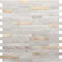 STICKGOO Peel and Stick Backsplash, PVC Wall Tiles Stick on Backsplash for Kitchen(4 Sheets, Beige with Metal Gold)