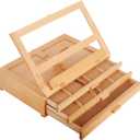 Vencer Adjustable Wooden Artist Table Easel with 3-Drawer Storage Box,Portable Wood Artist Desktop Case with Book Stand,Store Pencil, Paint,Marker Set,VAO-013