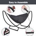SUNCREAT Hammocks for Outside with Stand, Porch Hammock and Stand, 475 lbs Capacity, Patent Pending, Dark Gray