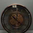 DORBOKER Real Moving Gears Wall Clock Large Modern Clocks for Living Room Decor, Industrial Steampunk Unique Vintage Rustic Decorative Clock for Home Farmhouse Office, 28 Inch,Red Copper Arabic