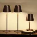 3 Pack Cordless Table Lamp, Portable Battery Operated Lamp with 3 Color Temps and Stepless Dimming, Rechargeable Table Lamp for Dinner, Desk, Cafe, Outdoor (Brushed Mocha)