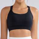 RUNNING GIRL Sports Bras for Women High Support, Adjustable Straps Hook Back Sports Bras for Women with Sewn in Pads (Black)