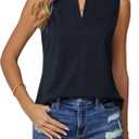 BAISHENGGT Womens Tank Tops V Neck Collared Casual Sleeveless Blouses Curved Hem Summer Tank Tunic Shirts, Large