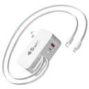 4-in-1 Retractable Wall Charger Dual USB Ports with Lightning and Type-C Cables, 45W iPhone Fast Foldable Charging Block, Travel Essentials 4-port USB Block for iPhone 17/Air/16/15/14/13/12, iPad Pro