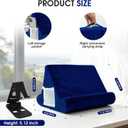 Multi-Angle Tablet Stand with Soft Pad Cushion and Net Pocket - Universal Phone and Pad Holder for Lap, Knee, Sofa and Bed (Navy Blue)