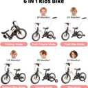 JMMD 6 in 1 Toddler Bike with Push Handle for Kids 18-60 Months, 12" Foldable Balance Bike with Training Wheels, Pedals, Brakes, Kickstand, Push Tricycle Toddler Gift & Toys for Boy & Girl