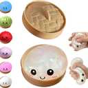 Dumpling Squishies Toy, Giant Glitter Dumpling, Colorful Steamed Bun Stress Balls Fidget Sensory Toy,Squeeze Dough Ball Stress Relief Hand Toys with Food Steamer Stretchy Desk Toys (Transparent)