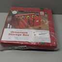 ZOBER Large Christmas Ornament Storage Box - Stores 128 3" Ornaments, With Dividers - Ornament Organizer Storage Box, Durable Christmas Containers Holder - Extra Pockets, Dual Zipper - Red