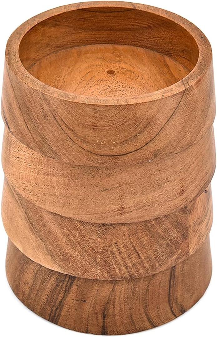 Samhita Snack Bowl Handcrafted Acacia Wood Set of 4 – Wooden Bowls for Appetizers, Nuts, Condiments, Snacks & Gift Giving (5" X 5" X 1.5")