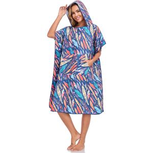Beach Changing Towel Surf Poncho Robe Hooded Wetsuit Adjustable Sleeves Surfing Swimming Bathing (Leaf, L)