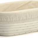 Banneton Bread Proofing Basket with Liner, Oval 10 inch Dough Rising Ratten Bowl for Bread Making and Baking