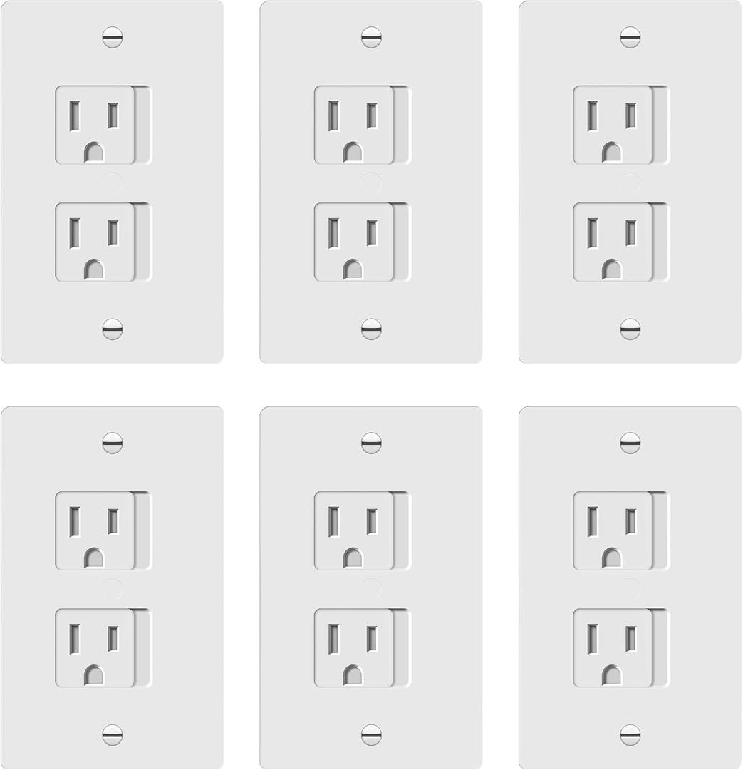 ENERLITES Child Proof Outlet Cover, Self-Closing, Fits Both Duplex and Decorator Outlet, Safety Design, Tamper-Resistant Socket Plug for Receptacle, Size 4.68" x 2.93", 8800-TR, White 6 Pack